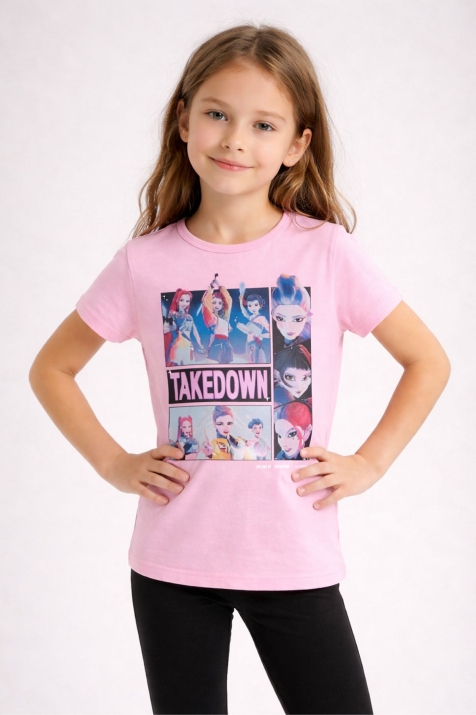 Детска тениска за момиче, светло розов цвят 