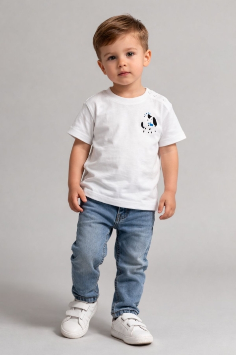 Детска тениска за момче, бял цвят