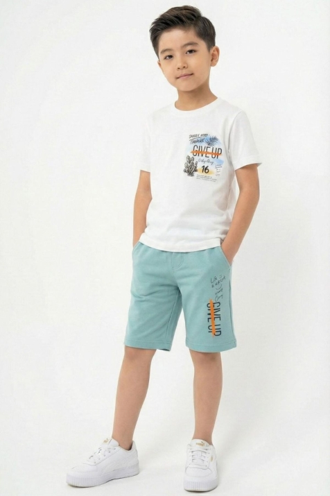 Детски комплект за момче с къс ръкав, син цвят 