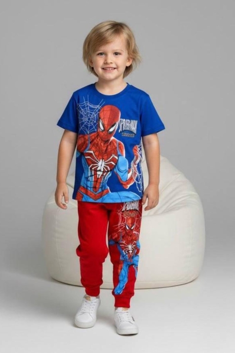 Детски комплект за момче с къс ръкав, тъмно син цвят