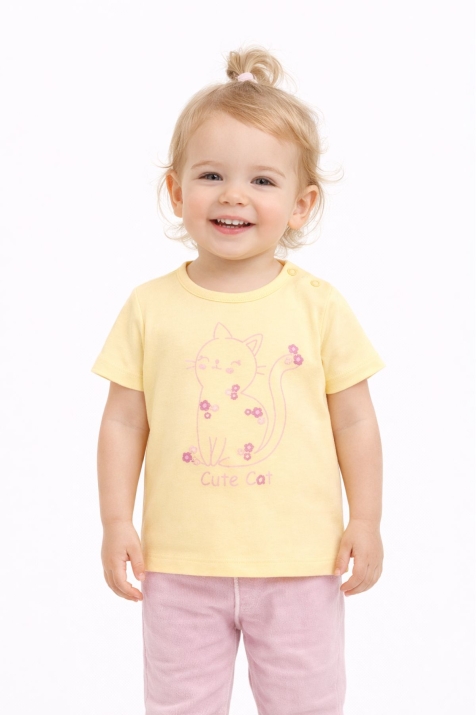 Бебешка тениска за момиче, жълт цвят