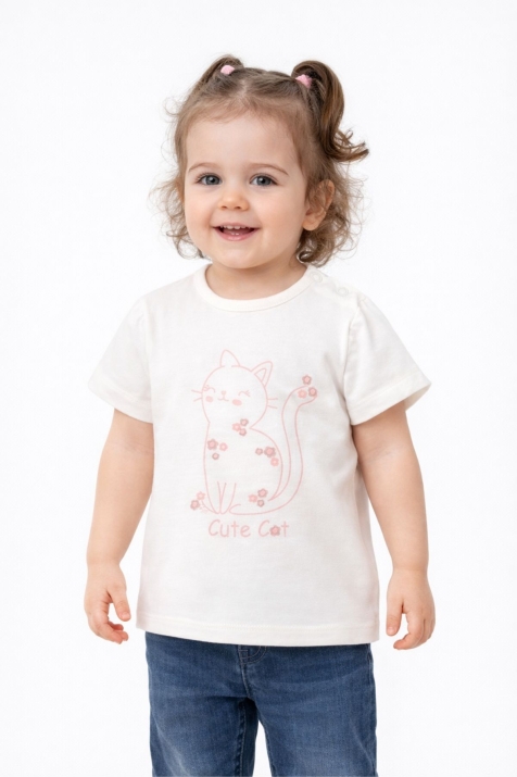 Бебешка тениска за момиче, бял цвят