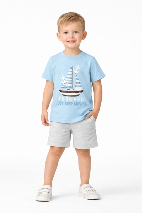 Детска тениска за момче, син цвят 