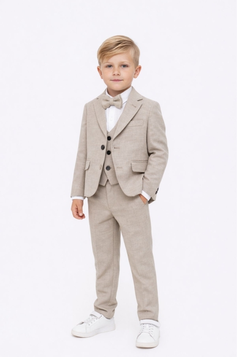 Детски официален комплект за момче 5 части, бежов цвят 
