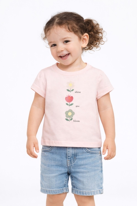Детска тениска за момиче, розов цвят