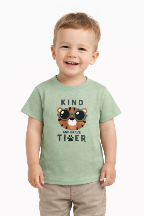 Детска тениска за момче, зелен цвят