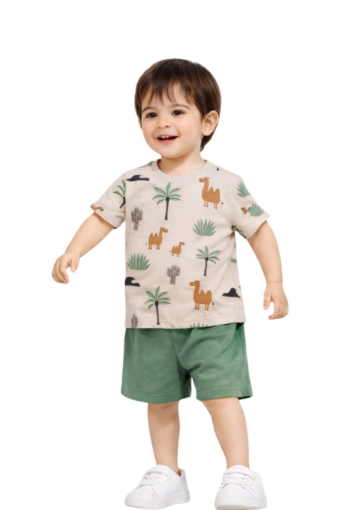 Детска тениска за момче, бежов цвят