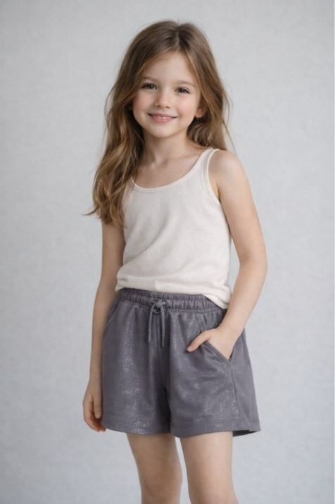 Детски къси панталонки за момиче, сив цвят