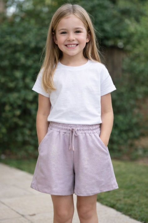Детски къси панталонки за момиче, лилав цвят
