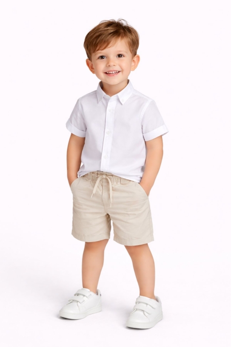 Детска риза за момче с къс ръкав,бял цвят