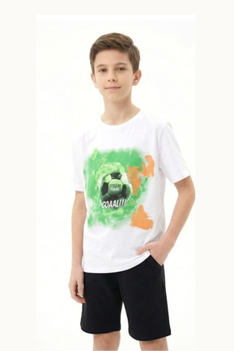 Детска тениска за момче, бял цвят