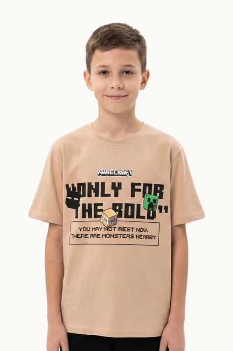 Детска тениска за момче Minecraft, кафяв цвят