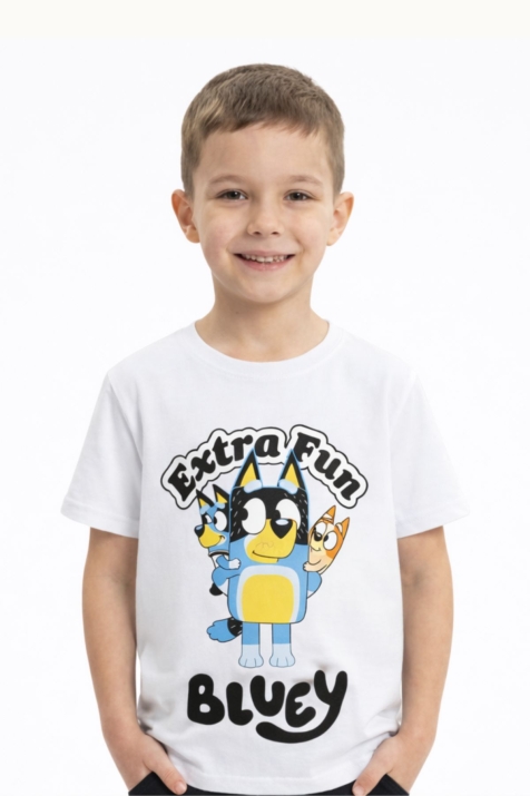 Детска тениска за момче Bluey, бял цвят 
