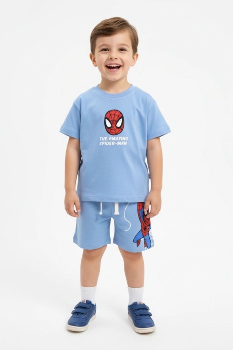 Детски комплект за момче с къс ръкав, син цвят 