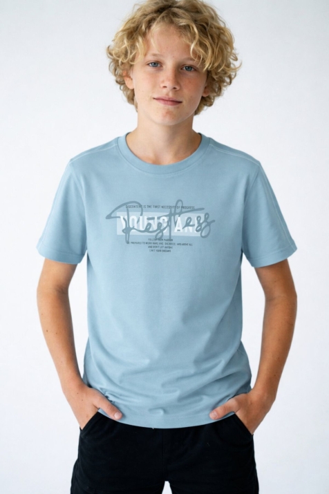 Детска тениска за момче, син цвят   