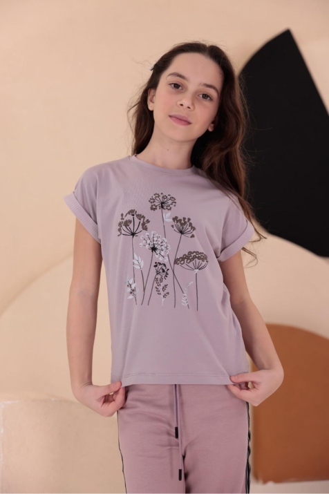 Детска тениска за момиче, лилав цвят