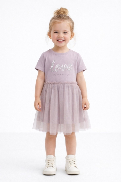 Детска рокля с къс ръкав, лилав цвят