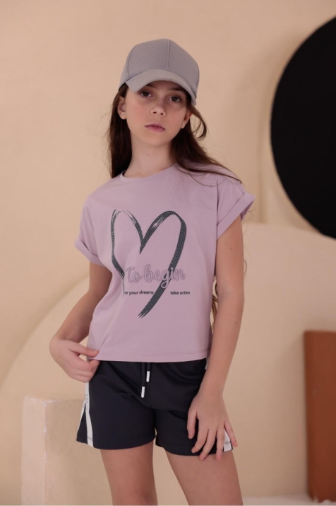 Детска тениска за момиче, лилав цвят