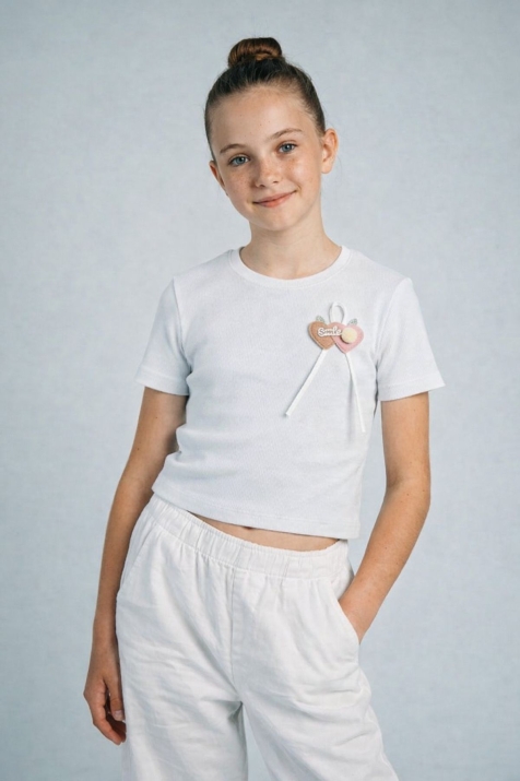 Детска тениска за момиче, бял цвят  