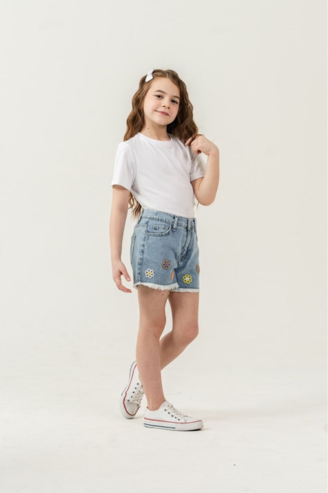 Детски, дънкови панталонки за момиче, син цвят