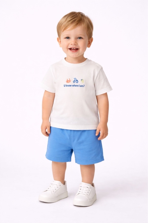 Детски компплект за момче с къс ръкав, син цвят 