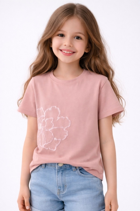 Детска тениска за момиче, розов цвят
