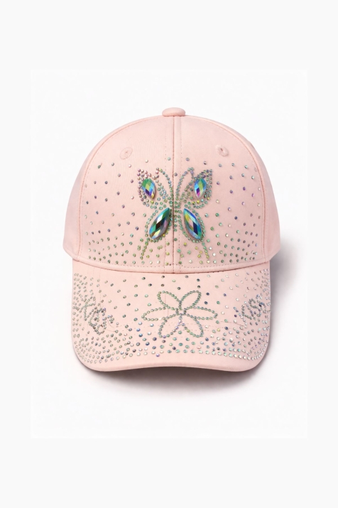 Детска шапка за момиче, светло розов цвят