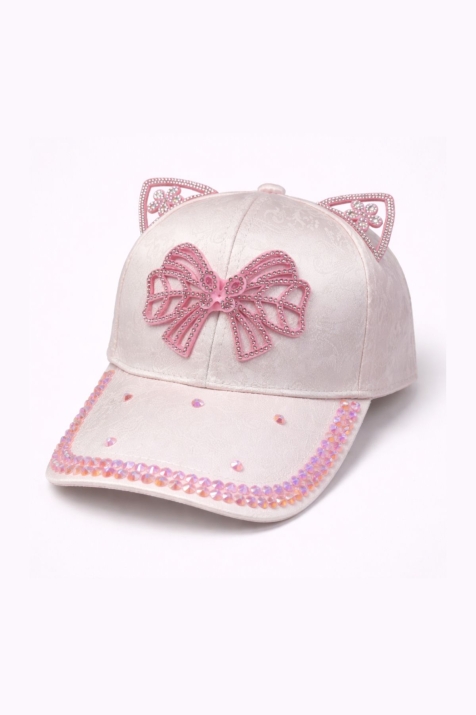 Детска шапка за момиче, розов цвят
