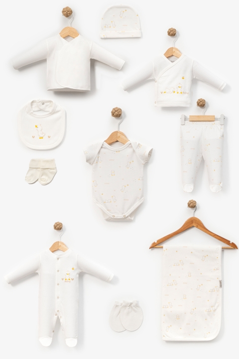 Бебешки комплект за изписване 10 части, цвят екрю 