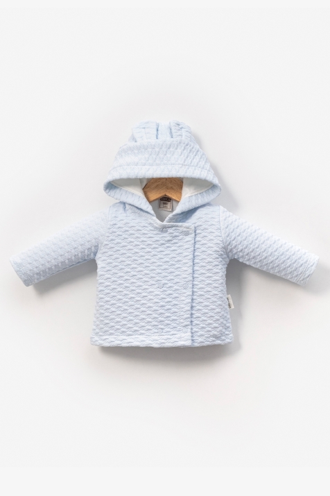 Бебешка жилетка за момче с качулка, син цвят 