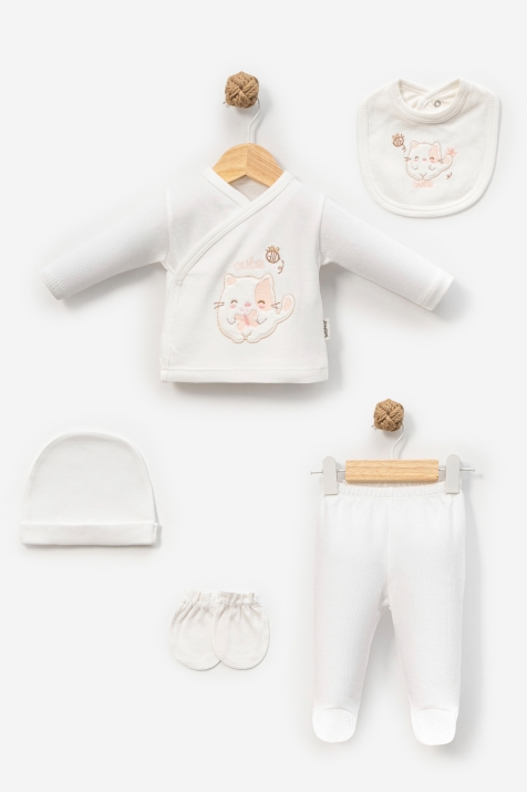 Бебешки комплект за изписване 5 части, бял цвят