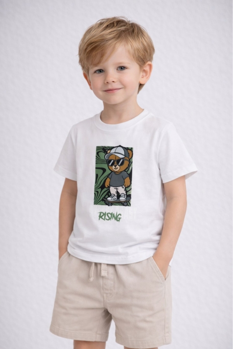 Детска тениска момче, бял цвят