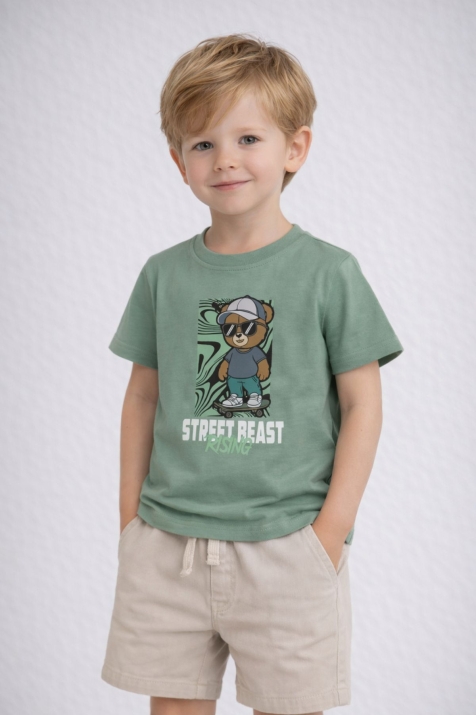 Детска тениска момче, зелен цвят