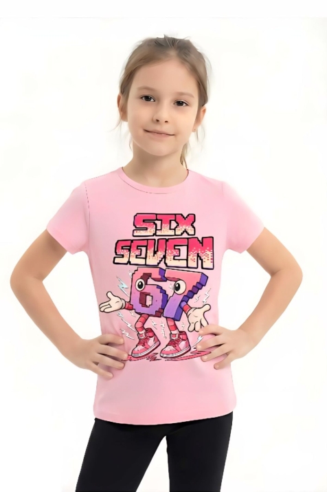 Детска тениска за момиче, светло розов цвят