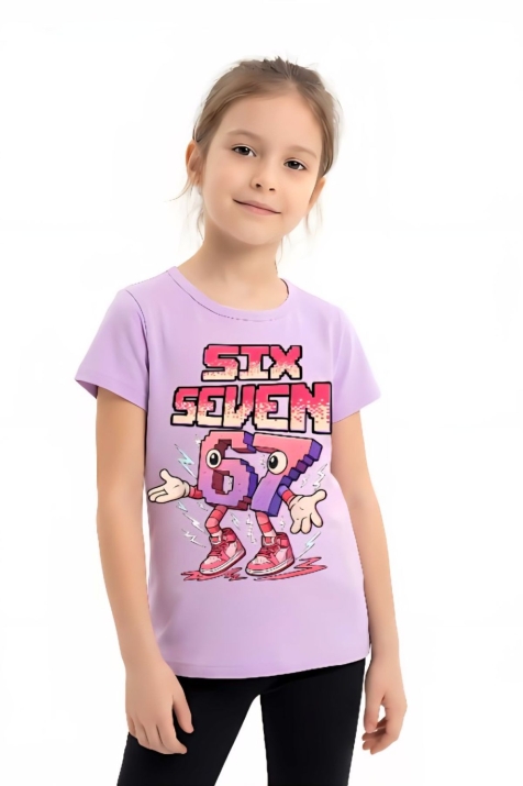 Детска тениска за момиче, лилав цвят
