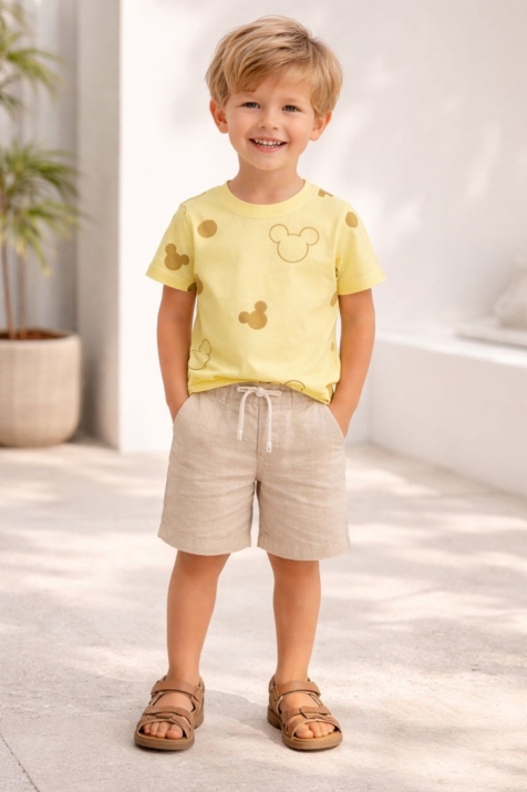 Детска тениска за момче, жълт цвят  