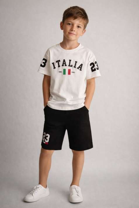 Детски комплект за момче с къс ръкав, черен цвят