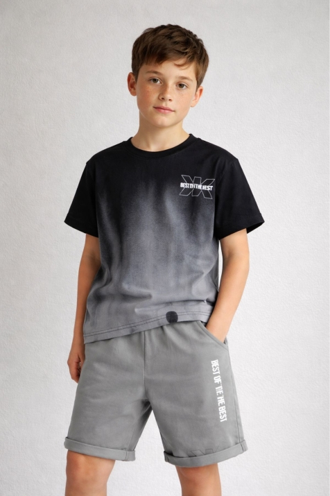 Детски комплект за момче с къс ръкав, сив цвят