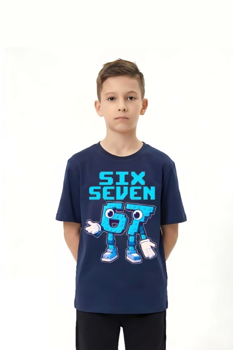Детска тениска за момче, тъмно син цвят  