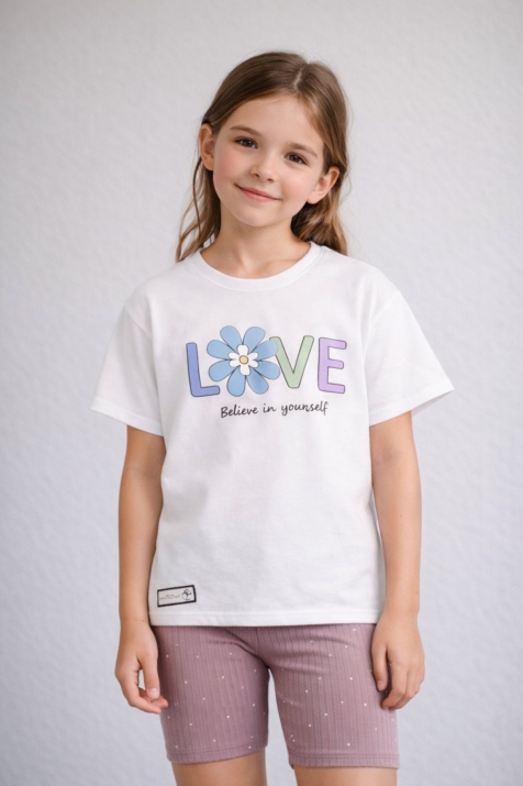 Детска тениска за момиче, бял цвят
