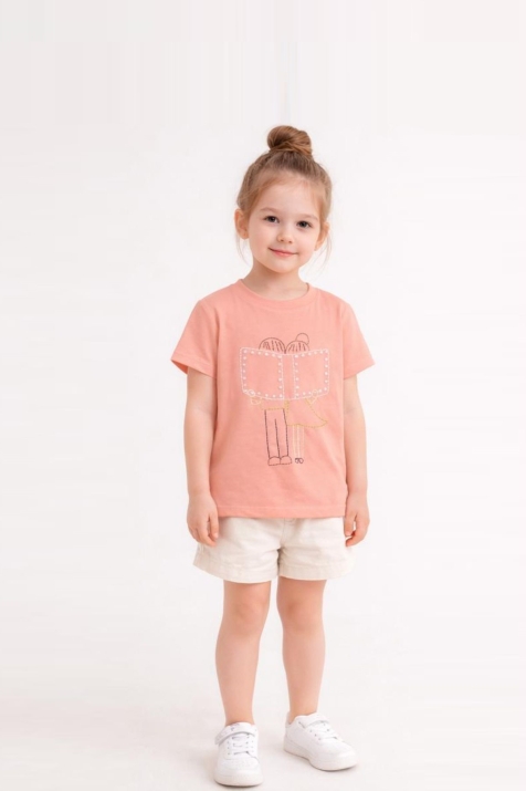 Детска тениска за момиче, оранжев цвят