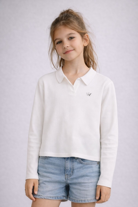 Детска блуза за момиче, цвят екрю