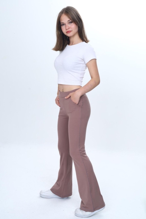 Детски спортен панталон за момиче, кафяв цвят