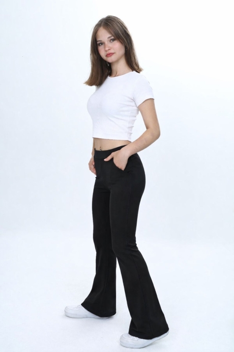 Детски спортен панталон за момиче, черен цвят 