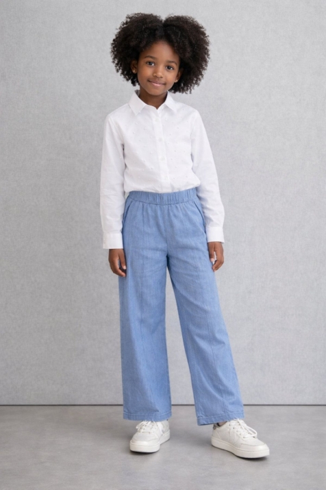 Детска риза за момиче, бял цвят  