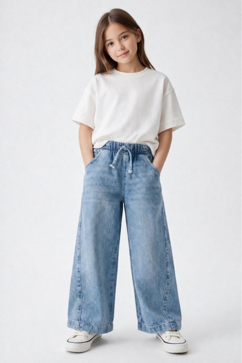 Детски дънки за момиче, светло син цвят