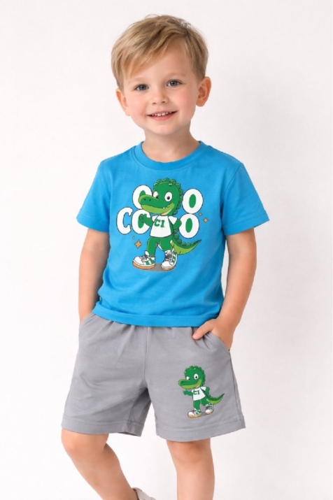 Детски комплект за момче с къс ръкав, син цвят