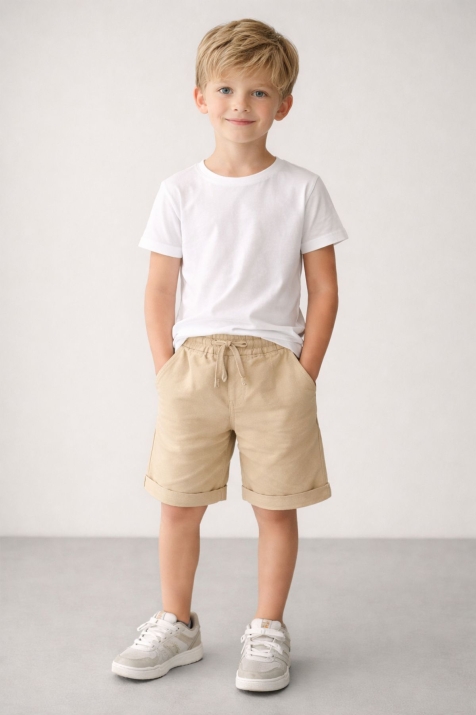 Детски къси панталонки за момче, бежов цвят