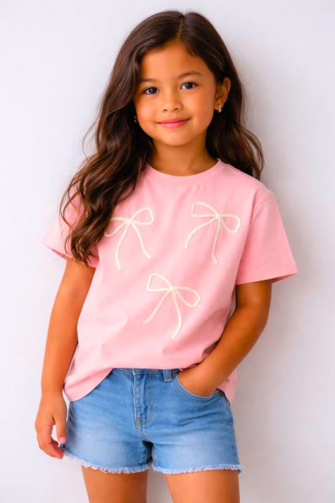 Детска тениска за момиче, цвят корал 