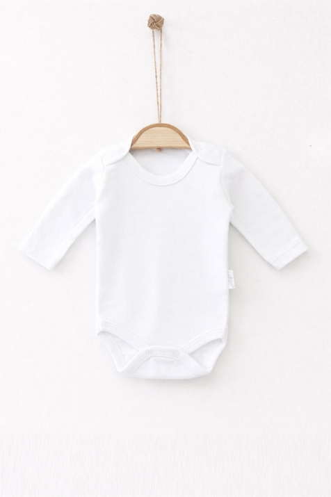 Бебешко боди с дълъг ръкав, бял цвят 